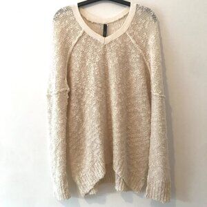 Elan Popcorn Knit Cream V-neck Pullover Sweater Size M